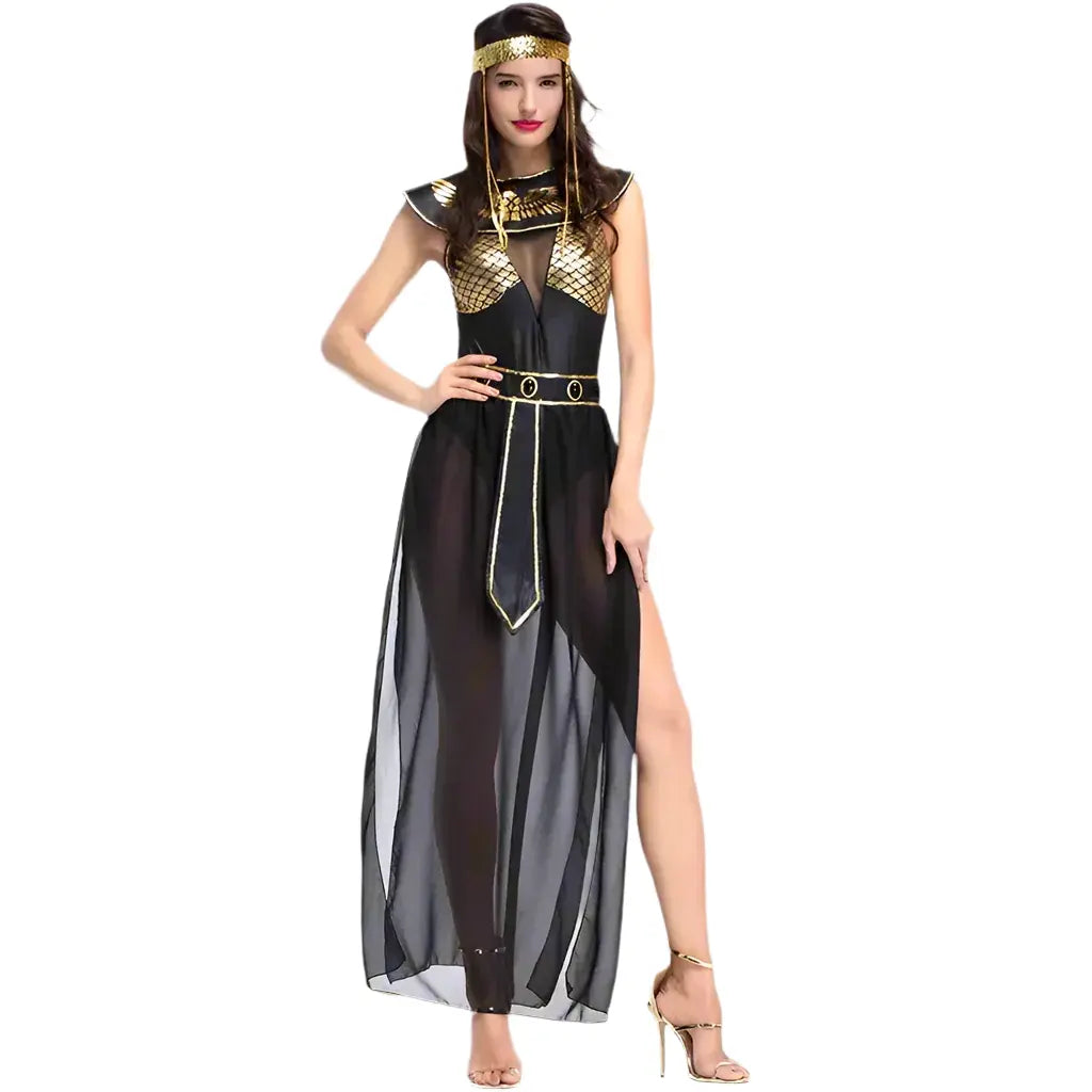 black and gold egyptian dress