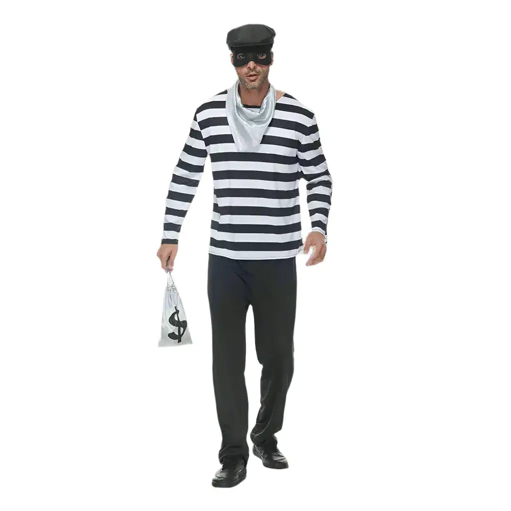 black and white robber costume