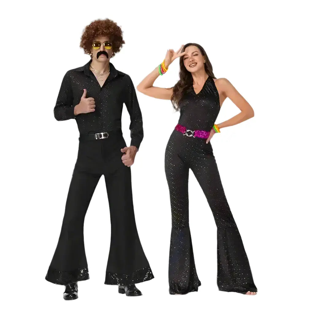 black disco costume couple