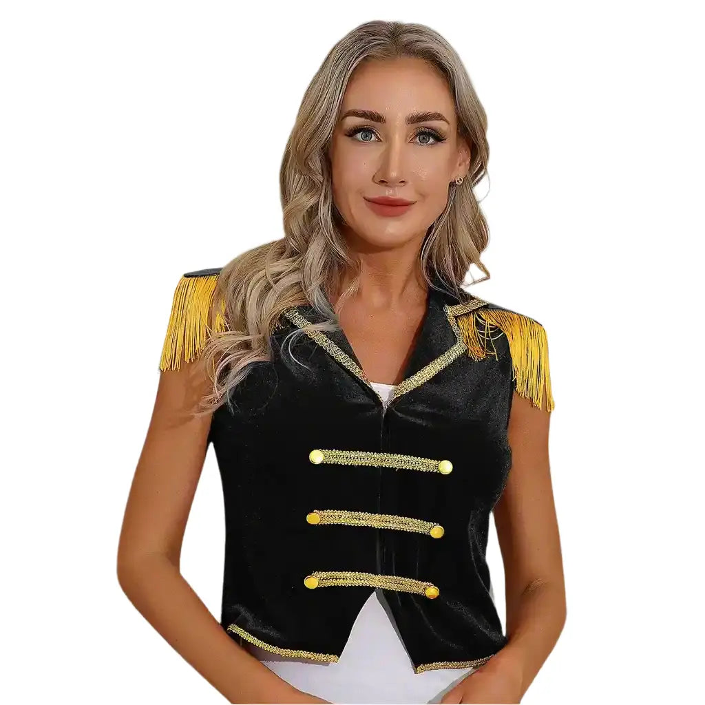 black ringmaster costume short sleeves