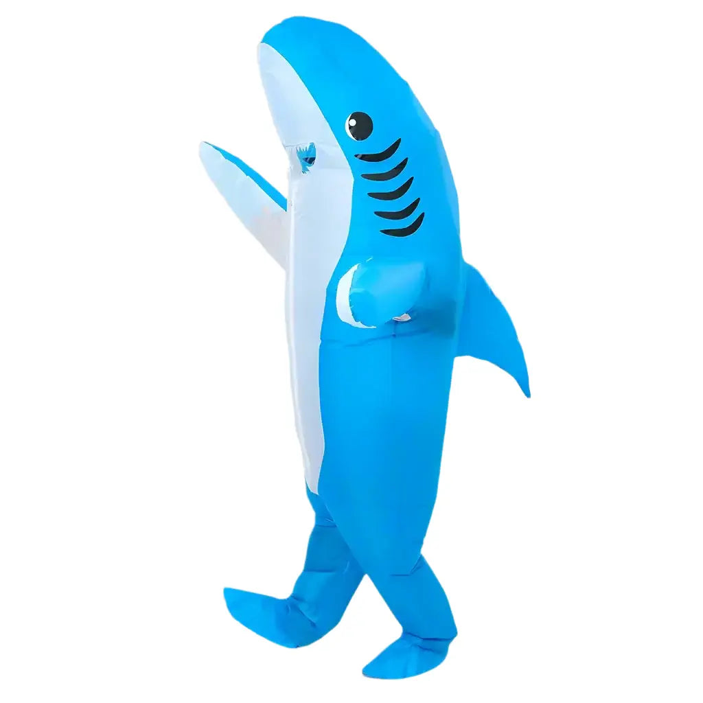 blue inflatable shark costume