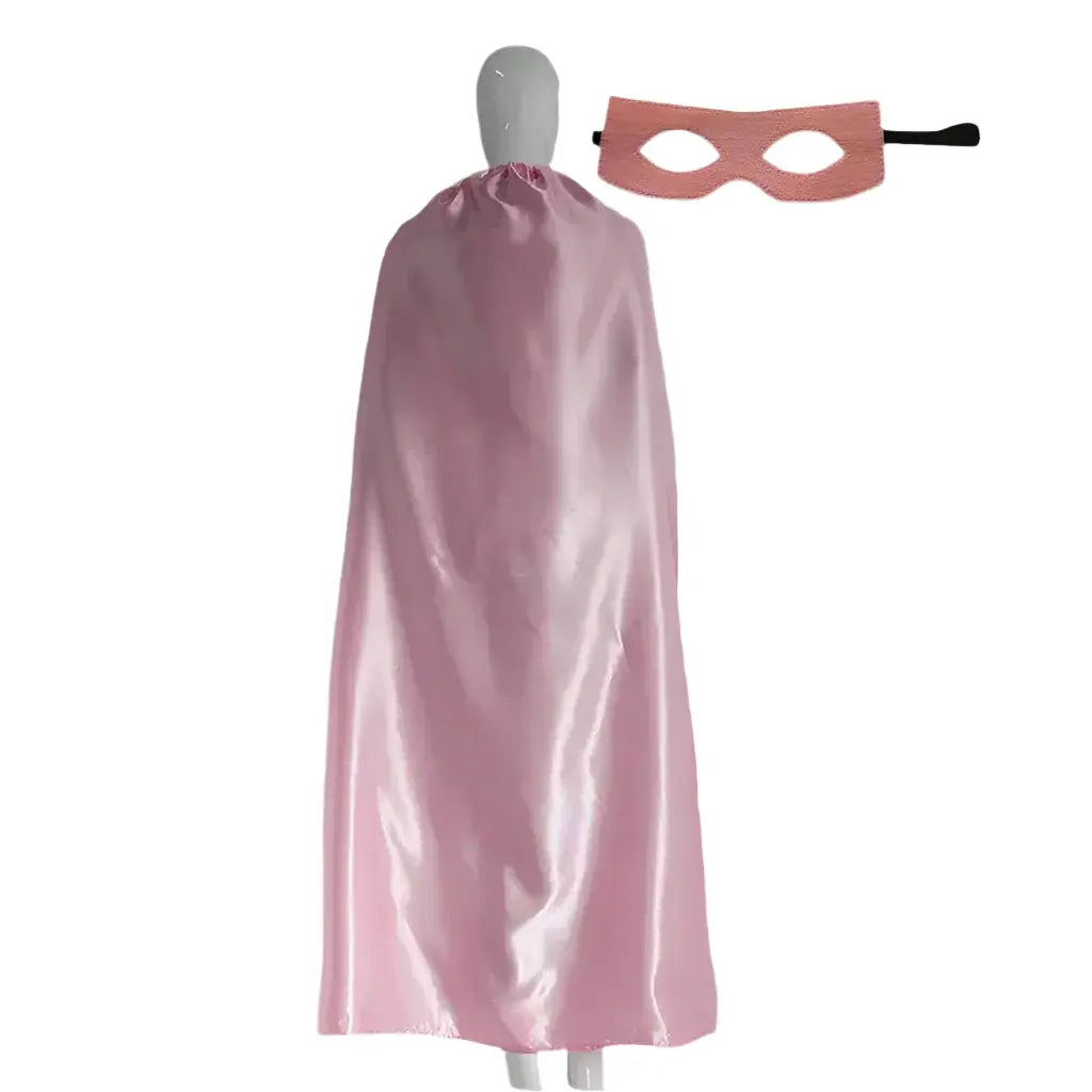 pink superhero cape and mask