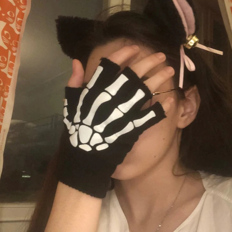 Skeleton Fingerless Gloves