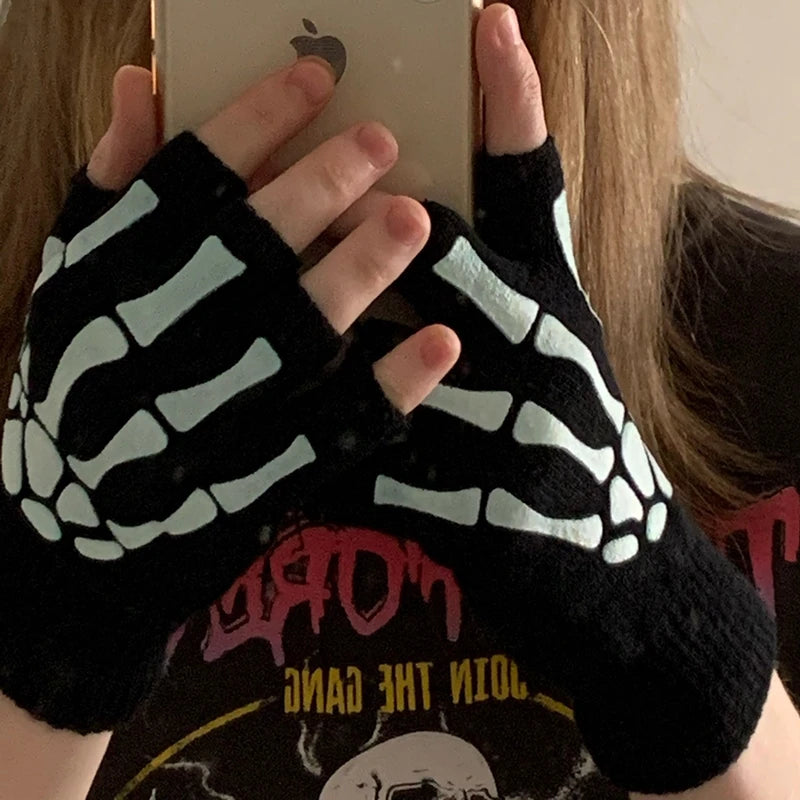 Skeleton Fingerless Gloves