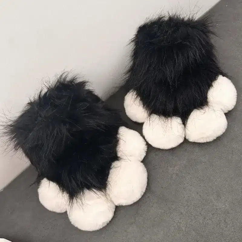 fluffy cat paw gloves