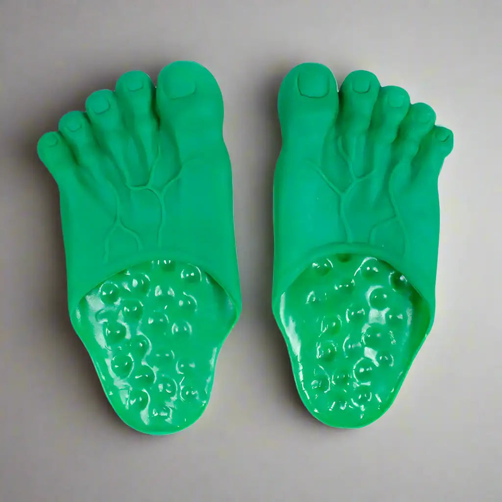 green foot slippers